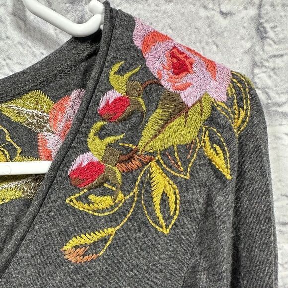 Johnny Was JWLA Grey Long Sleeve Floral Embroidered Gray Dress Size Small - Picture 2 of 10